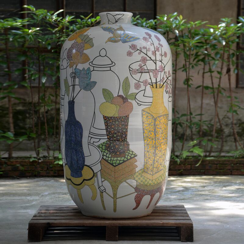 Felicity Aylieff, ‘Monumental Vase; New Pots on Pots’, 2016, Design/Decorative Art, Thrown and glazed porcelain with hand-painted Fencai over-glaze enamel, Adrian Sassoon