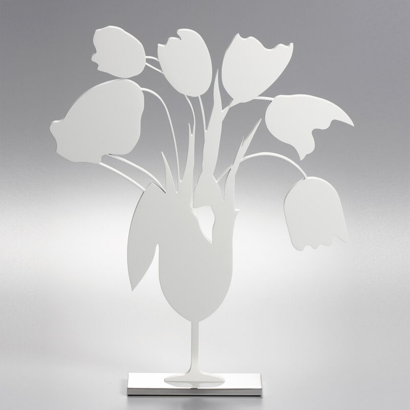 Donald Sultan, ‘White Tulips and Vase, April 4, 2014’, 2014, Sculpture, Painted aluminum on polished aluminum base, Artsy x Poly Auction