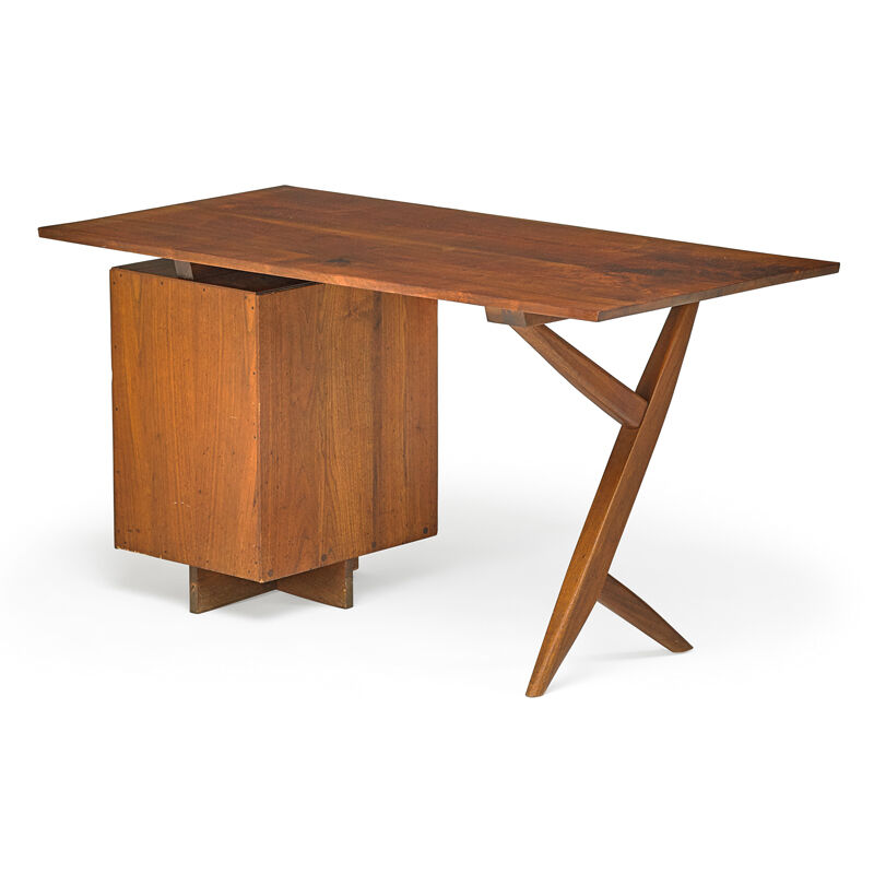 George Nakashima, ‘Cross-Legged Single Pedestal Desk, New Hope, PA’, 1970, Design/Decorative Art, Walnut, Rago/Wright/LAMA