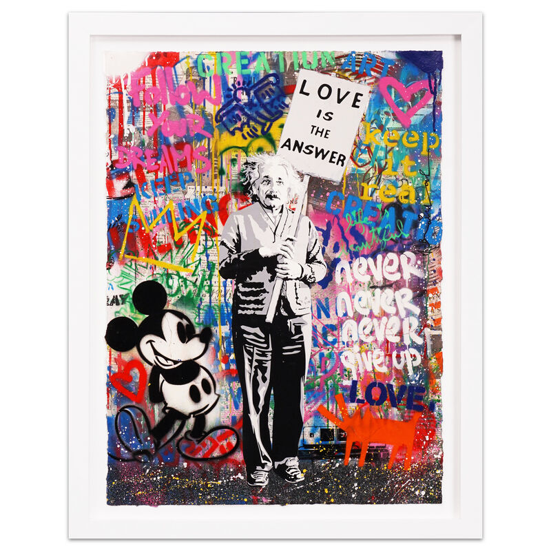 Mr. Brainwash, ‘'Love Is The Answer' Unique Painting’, 2020, Painting, Acrylic, Stencil, and Mixed Media Painting on Paper, Arton Contemporary