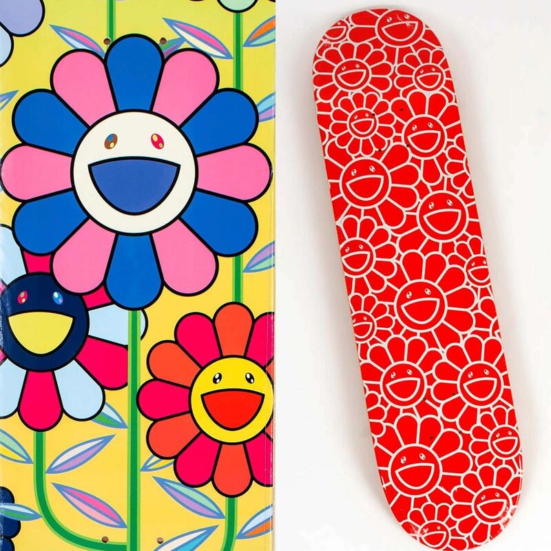 Takashi Murakami, ‘Takashi Murakami Flowers skateboard decks: set of 2 (Takashi Murakami skate) ’, 2017-2019, Design/Decorative Art, Silkscreen on Maple Wood, Lot 180 Gallery