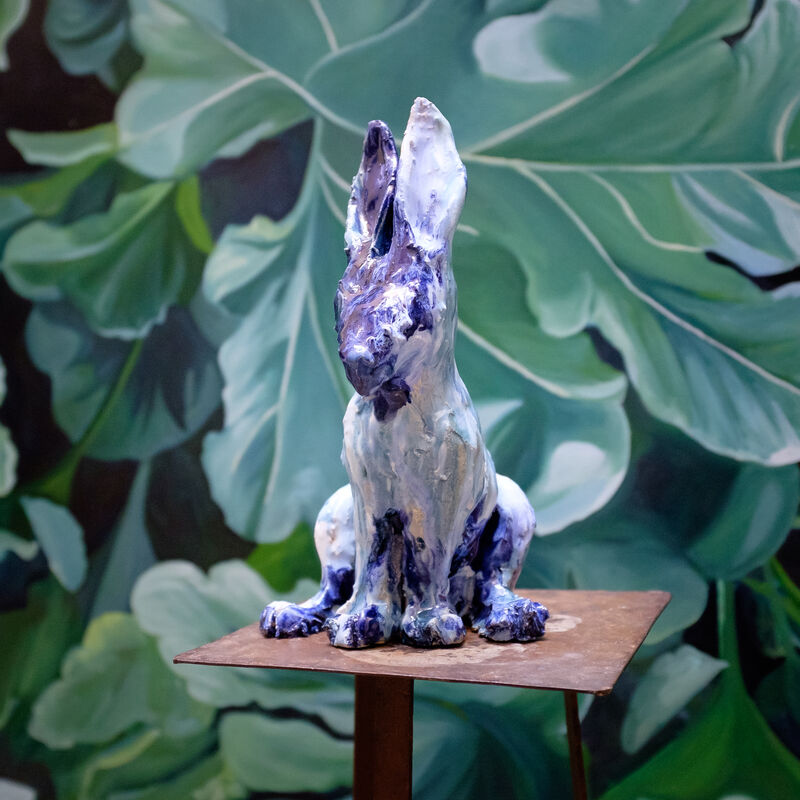 Marina Le Gall, ‘Blue rabbit sitting’, 2019, Sculpture, Glazed ceramic, Antonine Catzéflis