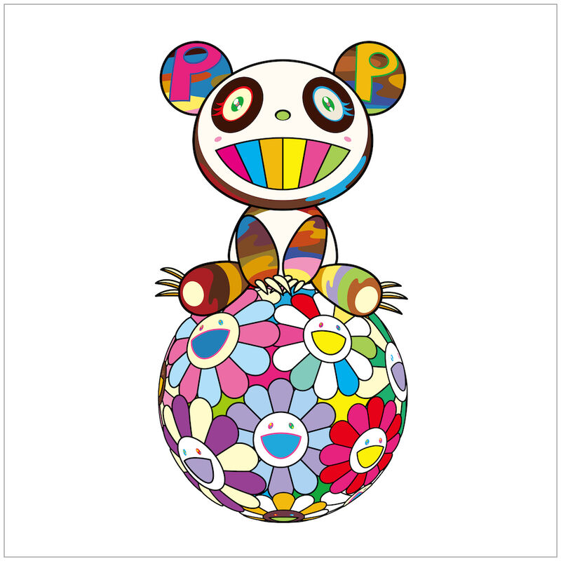 Takashi Murakami, ‘Atop a Ball of Flowers, a Panda Cub Sits Properly’, 2020, Print, Silkscreen, Vogtle Contemporary 