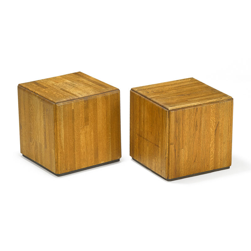 Lou Hodges, ‘Pair of side tables, USA’, Design/Decorative Art, Oak, enameled wood, Rago/Wright/LAMA