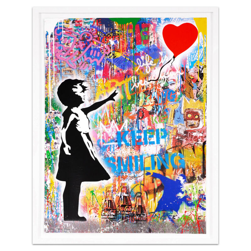 Mr. Brainwash, ‘'Balloon Girl' (Unique Painting)’, 2021, Painting, Acrylic, Stencil, Mixed Media Painting on Paper, Arton Contemporary