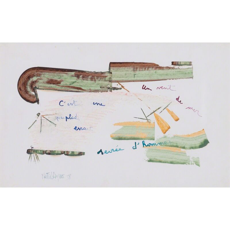 Martial Raysse, ‘C'est une peuplade errante servée d'hommes, un vent de mer’, 1958, Drawing, Collage or other Work on Paper, Mixed media on paper, PIASA