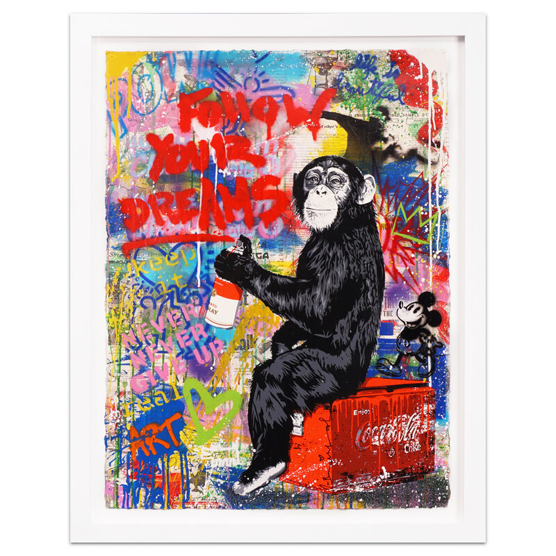 Mr. Brainwash, ‘Follow Your Dreams (Unique Painting)’, 2020, Painting, Acrylic, Stencil, Mixed Media Painting on paper., Arton Contemporary