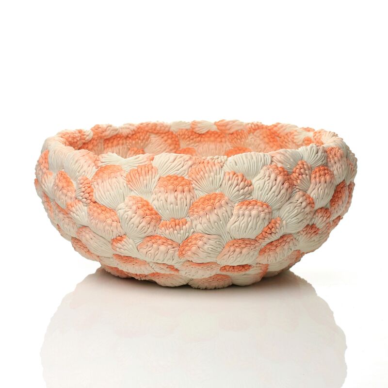 Hitomi Hosono, ‘A Large Orange Coral Bowl’, 2014, Design/Decorative Art, Moulded, carved and hand-built coloured porcelain, Adrian Sassoon