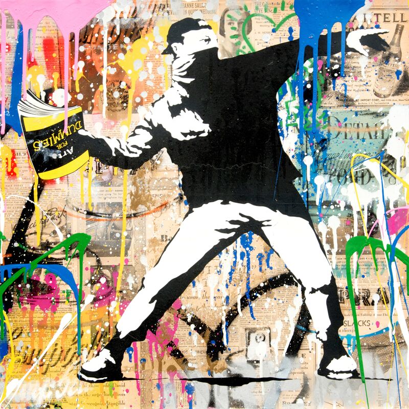 Mr. Brainwash, ‘Banksy Thrower’, 2017, Mixed Media, Silkscreen and Mixed Media on Paper, Maddox Gallery Gallery Auction