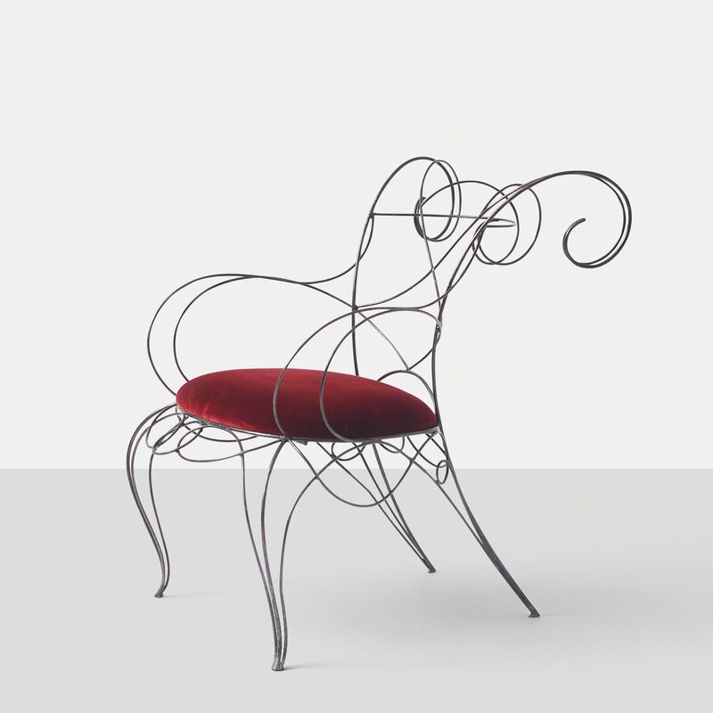 André Dubreuil, ‘Andre Dubreuil Ram Arm Chair’, 1980-1989, Design/Decorative Art, Steel, Velvet, Almond & Co.
