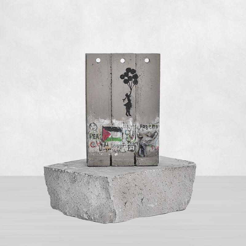 Banksy, ‘Walled Off Hotel - Three-Part Souvenir Wall Section (Girl With Balloons Palestine)’, Ephemera or Merchandise, Hand-painted resin sculpture with West Bank Separation Wall base, Tate Ward Auctions