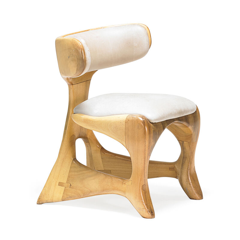 Lee Ridenour, ‘Sculptural side chair, USA’, 1979, Design/Decorative Art, Carved and bleached mahogany, leather, Rago/Wright/LAMA