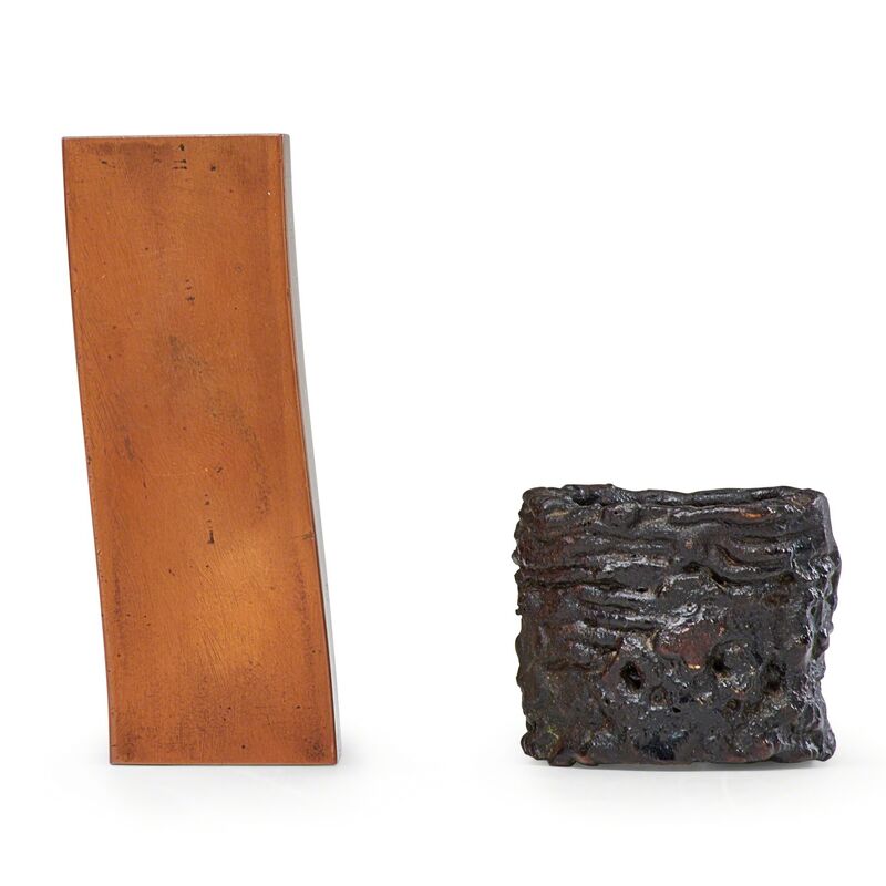 Harry Bertoia, ‘Two small untitled sculptures (Cylindrical Form and Vertical Bar), Bally, PA’, ca. 1970s, Sculpture, Patinated bronze, copper, Rago/Wright/LAMA