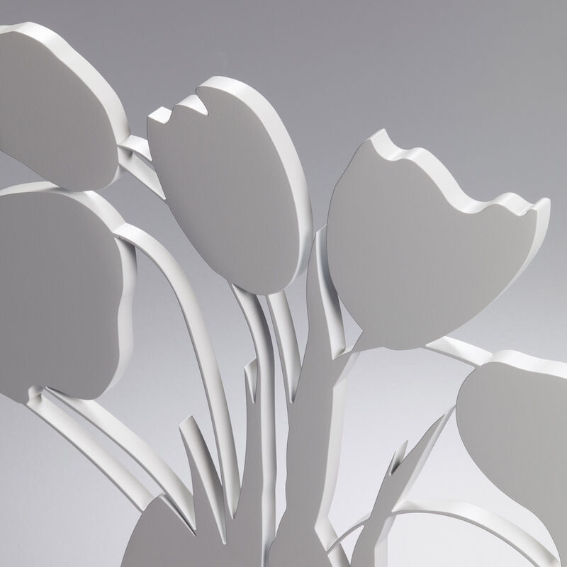 Donald Sultan, ‘White Tulips and Vase, April 4, 2014’, 2014, Sculpture, Painted aluminum on polished aluminum base, Artsy x Poly Auction