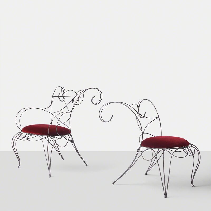 André Dubreuil, ‘Andre Dubreuil Ram Arm Chair’, 1980-1989, Design/Decorative Art, Steel, Velvet, Almond & Co.