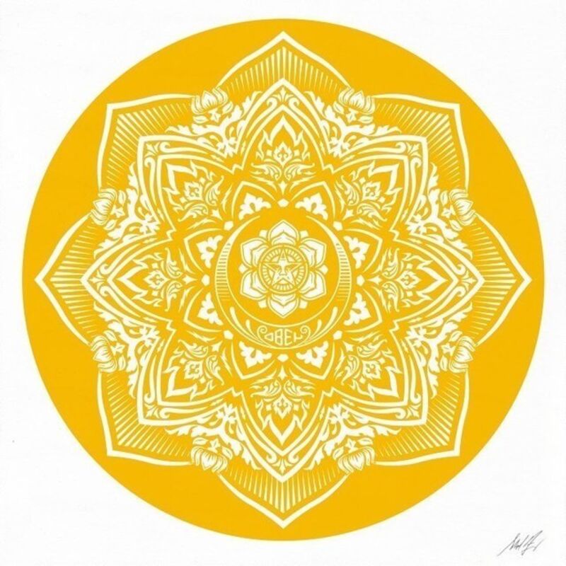 Shepard Fairey, ‘Yellow Mandala’, 2018, Print, Screen-print on 100% cotton white paper with deckled edges, Artsy x Capsule Auctions