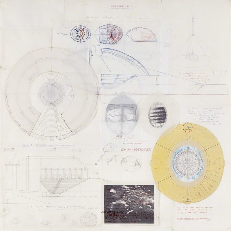 Anne and Patrick Poirier, ‘Ouranopolis’, 1995, Drawing, Collage or other Work on Paper, Mixed media, graphite drawings on paper and tracing paper, collage, Galerie Mitterrand