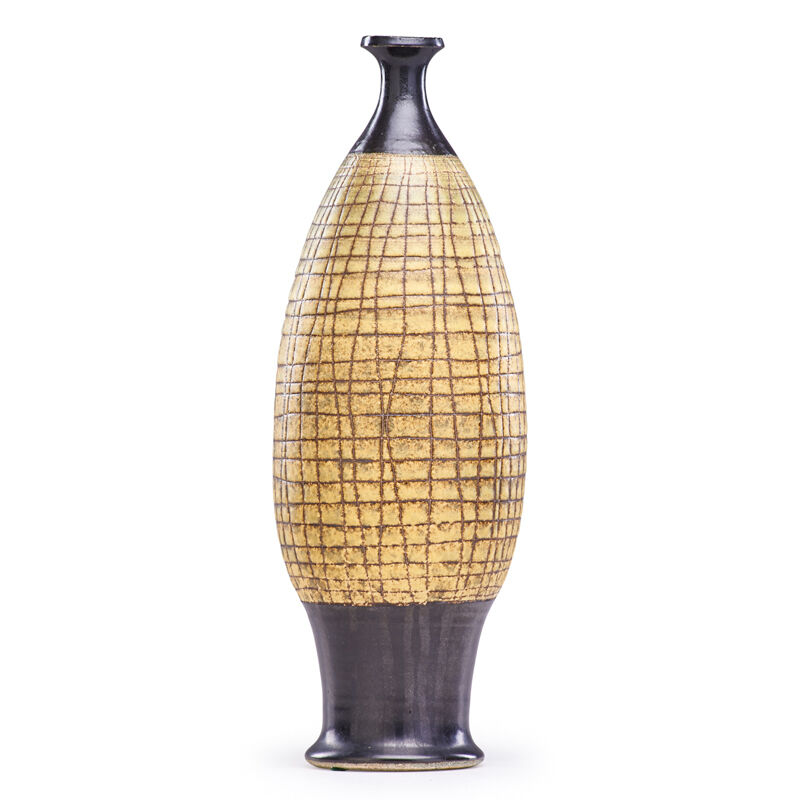 Antonio Prieto, ‘Vase, California’, Design/Decorative Art, Tall Bottle-Shaped Vase With Cross-Hatch Pattern, Rago/Wright/LAMA