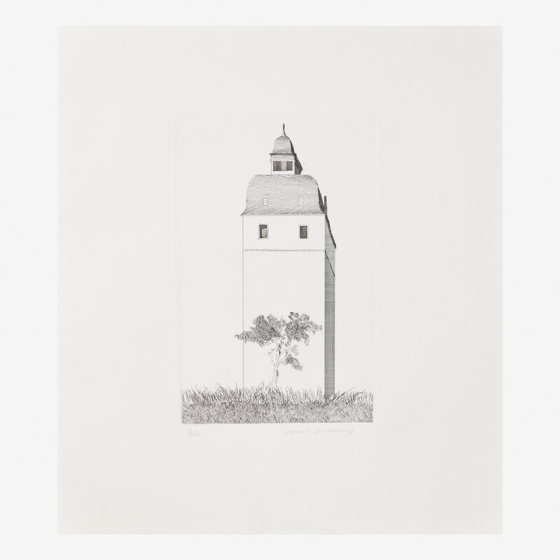 David Hockney, ‘Bell Tower, from Six Fairy Tales from the Brothers Grimm’, 1969, Print, Etching and aquatint on Hodgkinson handmade paper, Rago/Wright/LAMA
