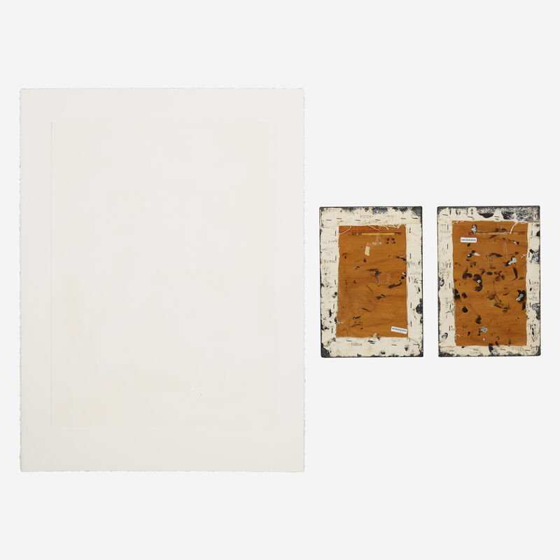 Lucio Pozzi, ‘Untitled (diptych); Untitled (two works)’, 1975-1981, Mixed Media, Oil on canvas, etching, Rago/Wright/LAMA