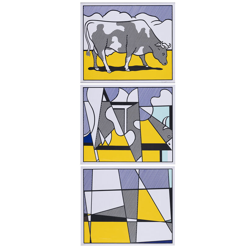 Roy Lichtenstein, ‘Cow Going Abstract - Triptyque’, 1982, Print, Suite of three screenprint in colors, PIASA