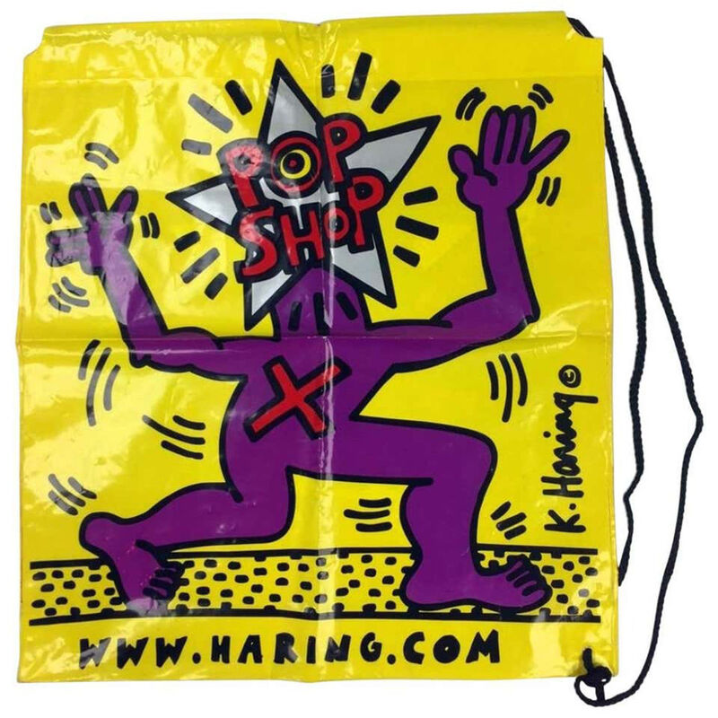 Keith Haring, ‘Keith Haring Pop Shop bag’, ca. 2000, Ephemera or Merchandise, Heavy polyethylene bag; black draw string rope, Lot 180 Gallery