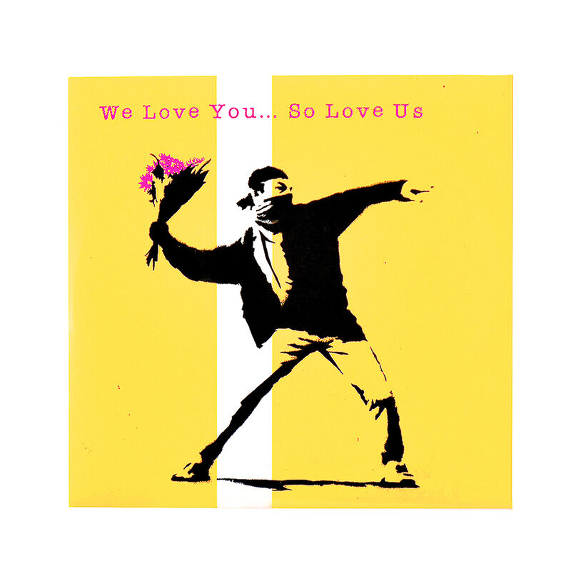 Banksy, ‘WE LOVE YOU SO LOVE US (PROMO CD)’, 2000, Print, Printed in colors on cardboard cd sleeve., Silverback Gallery