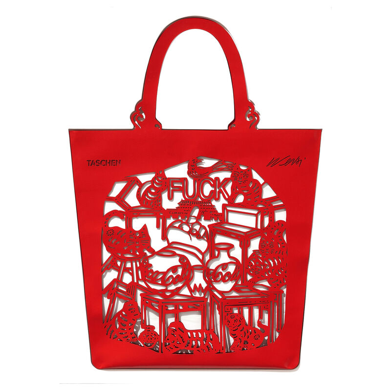Ai Weiwei, ‘The China Bag (Cats & Dogs) Bag’, 2020, Fashion Design and Wearable Art, Red PVC bag with transparent inlay, Artware Editions