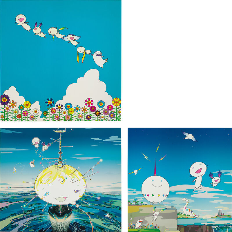 Takashi Murakami, ‘Marnu Came From The Sky; Planet 66; and Planet 66: Summer Vacation’, Print, Three offset lithographs in colours, on smooth wove paper, the full sheets., Phillips
