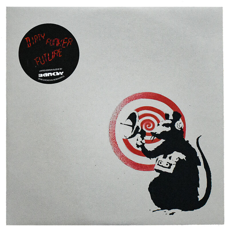 Banksy, ‘DIRTY FUNKER FUTURE (Radar Rat Grey Cover Record)’, 2008, Ephemera or Merchandise, Print in grey, black and red colors on white record album cover, printed on both sides. Vinyl record also printed., Silverback Gallery