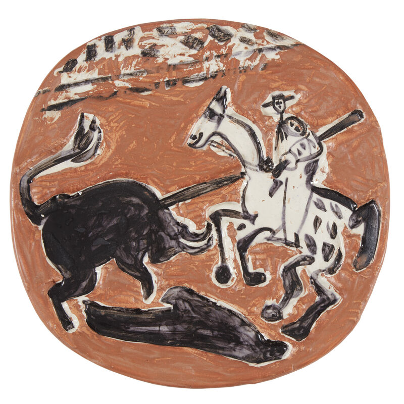 Pablo Picasso, ‘Picador and Bull’, Design/Decorative Art, White earthenware clay plate with decoration in engobes under partial glaze, Freeman's