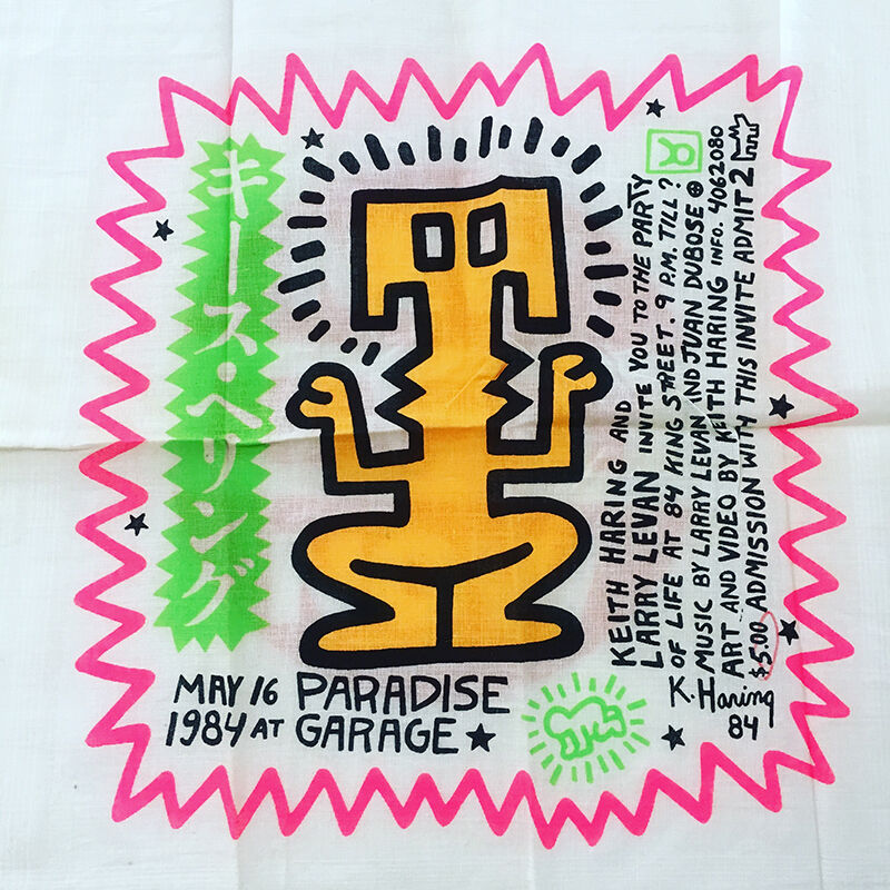 Keith Haring, ‘Party of Life scarf/ invitation’, 1984, Ephemera or Merchandise, Silkscreen on handkerchief, Gallery 52
