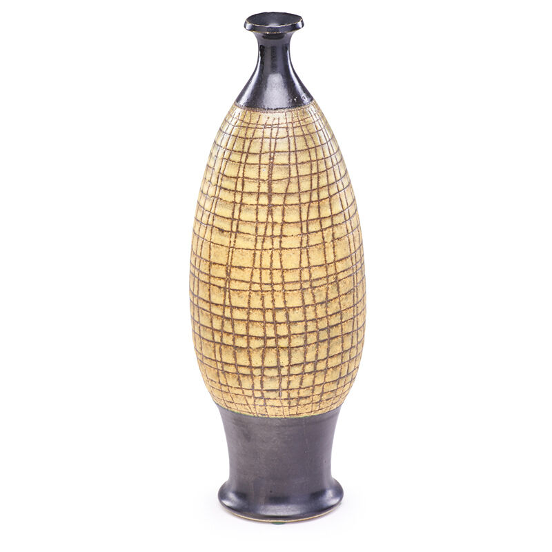 Antonio Prieto, ‘Vase, California’, Design/Decorative Art, Tall Bottle-Shaped Vase With Cross-Hatch Pattern, Rago/Wright/LAMA