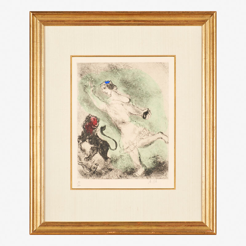Marc Chagall, ‘David et le Lion from the Bible series’, 1958, Print, Etching with hand-coloring (framed), Rago/Wright/LAMA