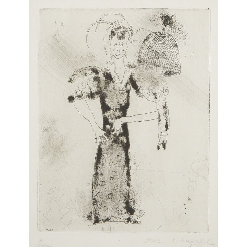 Marc Chagall, ‘Madame Sobakévitch Plate XXXIII From "Les Ames Mortes"’, 1924-1928, Print, Etching on wove paper watermark 'MBM', Freeman's