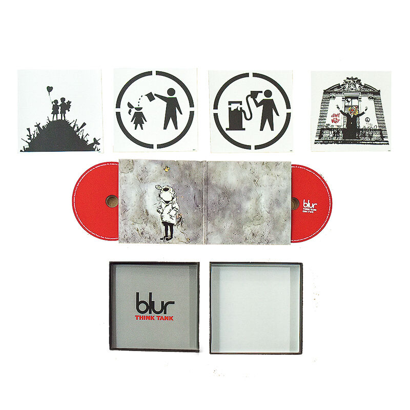 Banksy, ‘BLUR THINK TANK SPECIAL EDITION (Deluxe CD Box Set)’, 2012, Ephemera or Merchandise, Printed cards on thick stock in colors. Accompanied with booklet and double cd. Packaged in a deluxe top lid off box., Silverback Gallery