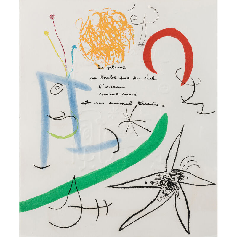 Joan Miró, ‘Adonides’, Paris, Maeght, 1975, Print, Grand in-4, in sheets under Auvergne cover filled and decorated with a stamp on each plate, encased in blue cloth, 4 pieces of coloured cloth printed on the back 45 etchings and aquatinted in colours, PIASA