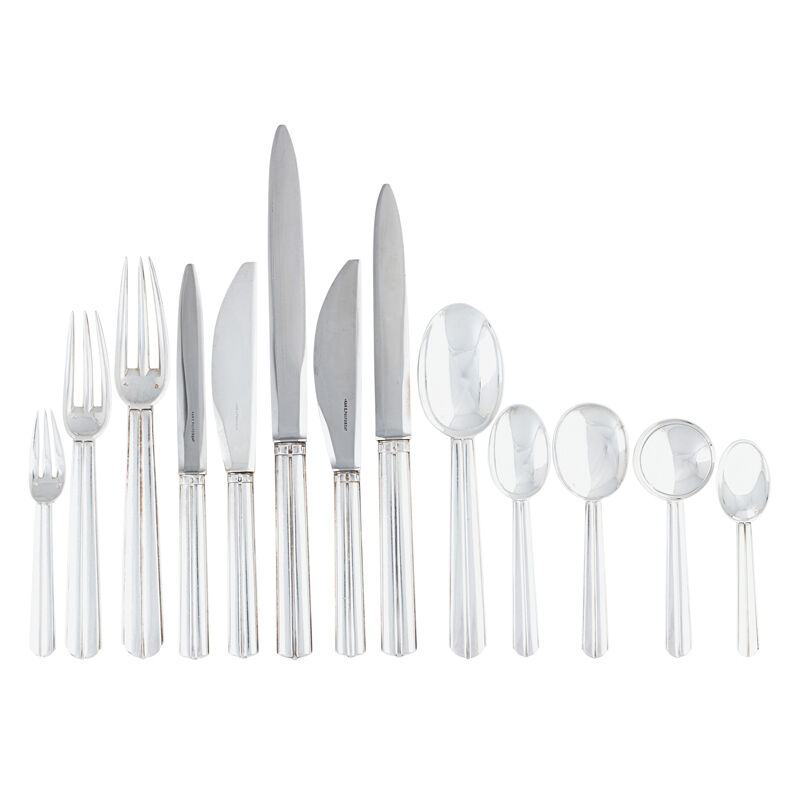 Jean E. Puiforcat, ‘Fine and rare 278-piece sterling silver nine-piece Biarritz flatware set for twenty-four with 15 tablespoons, 23 soup spoons, and 23 serving pieces, France,’, Design/Decorative Art, Rago/Wright/LAMA