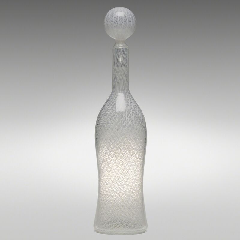 Paolo Venini, ‘Monumental Zanfirico bottle with stopper, model 4579’, 1956, Design/Decorative Art, Zanfirico glass with twisted lattimo canes, Rago/Wright/LAMA