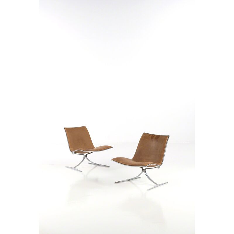 Preben Fabricius, ‘Skaters, Pair of fireside chairs’, 1968, Design/Decorative Art, Métal chromé et cuir, PIASA