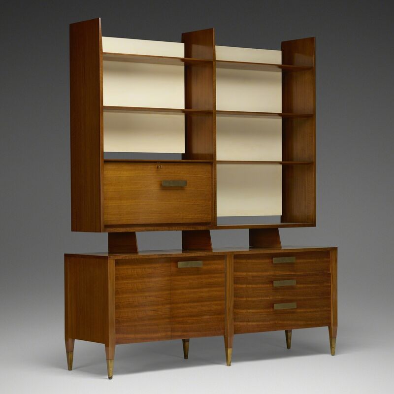 Gio Ponti, ‘display cabinet, model 2140’, 1957, Design/Decorative Art, Italian walnut, lacquered wood, brass, Rago/Wright/LAMA