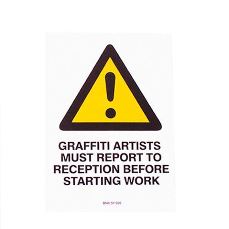 Banksy, ‘Graffiti Artists Must Report to Reception’, ca. 2005, Ephemera or Merchandise, Offset lithograph (sticker), AB Projects