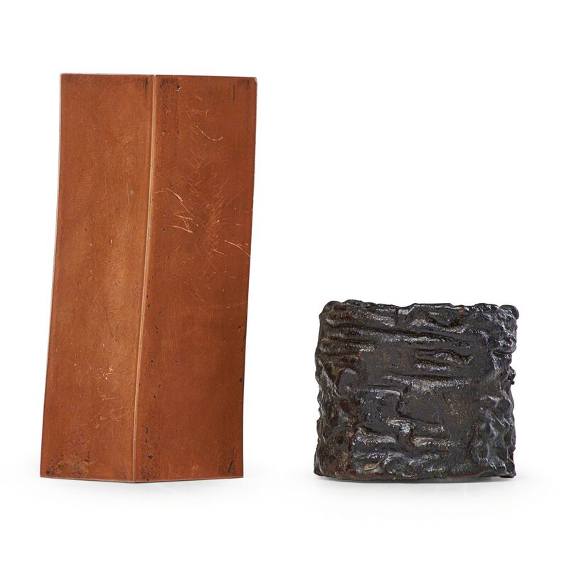 Harry Bertoia, ‘Two small untitled sculptures (Cylindrical Form and Vertical Bar), Bally, PA’, ca. 1970s, Sculpture, Patinated bronze, copper, Rago/Wright/LAMA