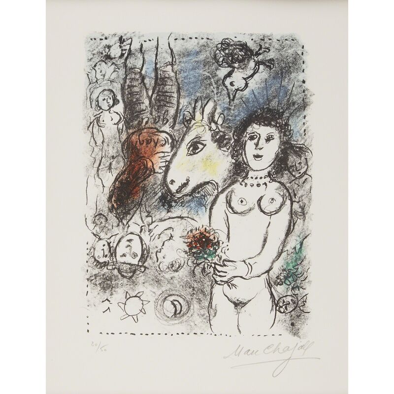 Marc Chagall, ‘Nude With Bouquet’, 1984, Print, Color lithograph on Arches, Freeman's