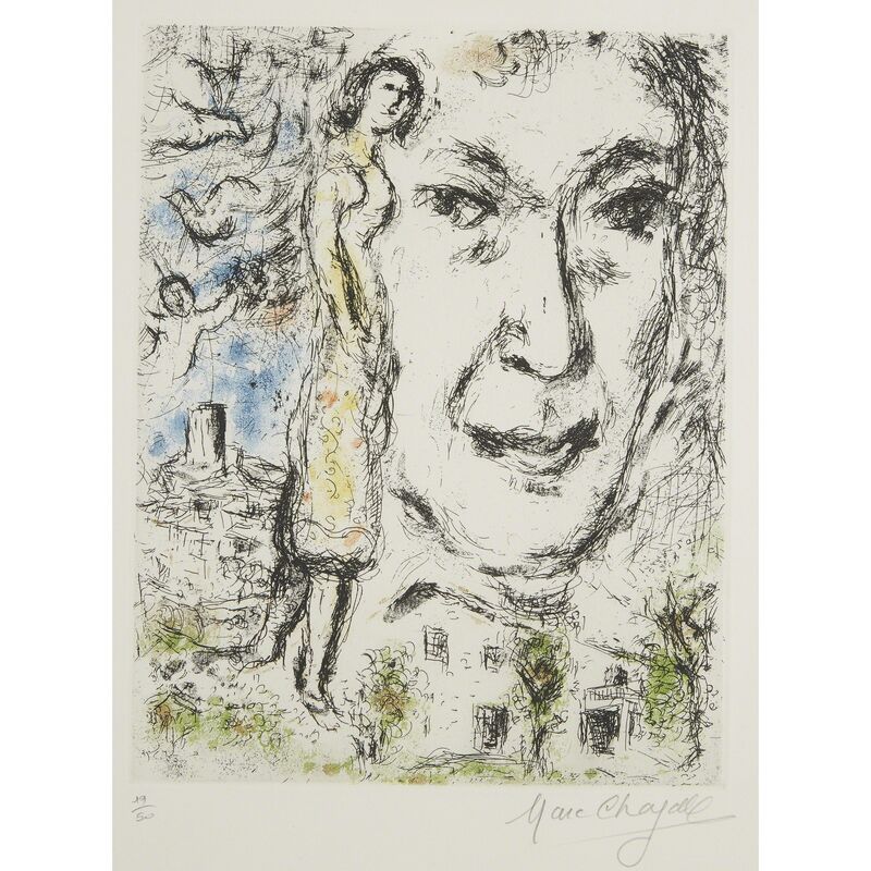Marc Chagall, ‘Autoportrait’, 1968, Print, Etching and aquatint on wove paper with partial watermark of artist's hand and leaves, Freeman's