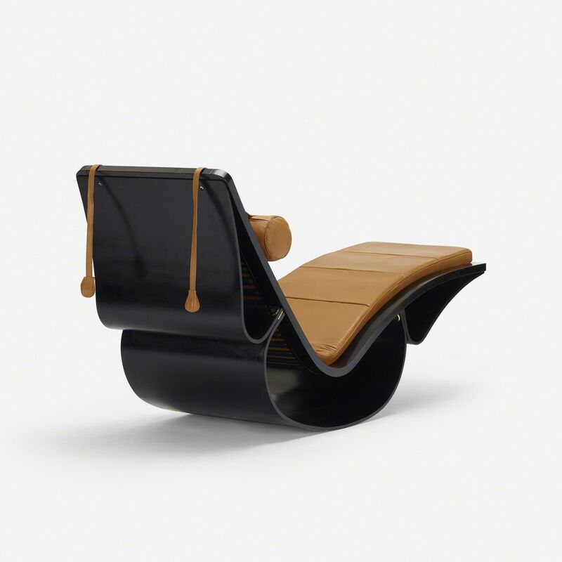 Oscar Niemeyer, ‘Rio chaise lounge’, c. 1978, Design/Decorative Art, Lacquered wood, leather, brass, Rago/Wright/LAMA