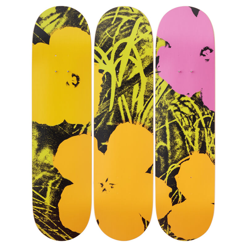 Andy Warhol, ‘Flowers (Green/Pink) Skateboard Decks after Andy Warhol’, 2019, Ephemera or Merchandise, 7-ply Canadian Maplewood with screen-print, Artware Editions
