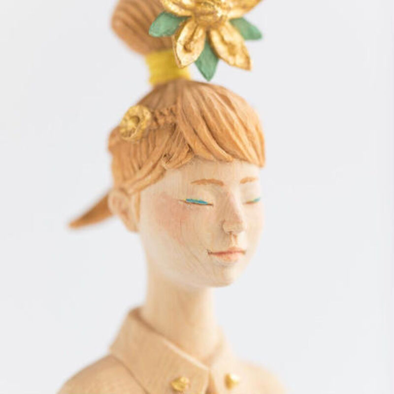 Hirokazu Ichii, ‘Himerenge’, 2020, Sculpture, Cypress wood, natural mineral pigment, ink, gold paint, gold leaf, SEIZAN Gallery