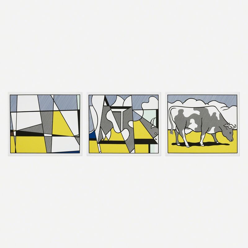 Roy Lichtenstein, ‘Cow Triptych (Cow Going Abstract)’, 1982, Print, Screenprint on paper, Rago/Wright/LAMA