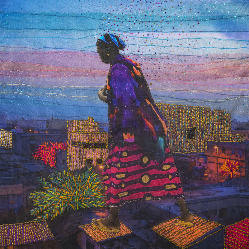 Joana Choumali, ‘DETERMINATION, Series Alba'hian’, 2020, Mixed Media, Mixed media, embroidery and collage manual on digital photo printing on cotton canvas embroidery on chiffon and tulle over cotton., Gallery 1957